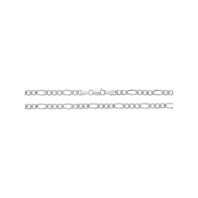 Treasure House G1096/18 Silver Figaro Pave Chain 18 Jewellery