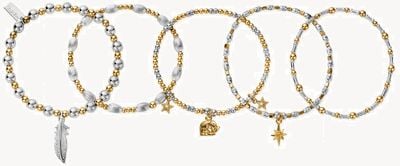 ChloBo Gold and Silver Mixed Metal Lucky Stack Of 5 Bracelets GMBSTA5L