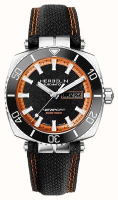 Herbelin Newport Diver Automatic Limited Edition 1 of 8 (42mm) Black Dial / Black Textile Strap 1774AN118