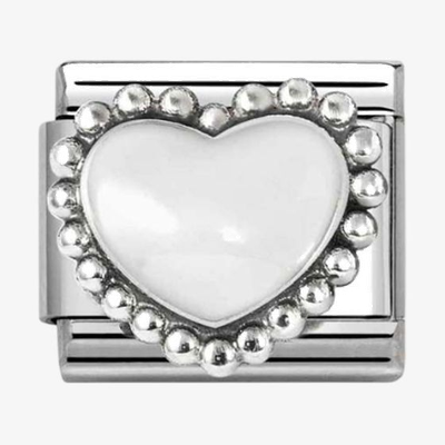Nomination Composable Classic SIMBOLI 1 In Acciaio, Smalto E Arg. 925 Cuore Bombato Bianco 330204/36
