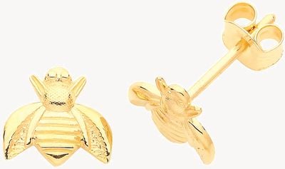 9ct Gold Small Detail Bee Stud Earrings ES665