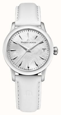 Maurice Lacroix 1975 Quartz (33mm) Mother-of-Pearl Dial / White Leather Strap 751006-SS001-160-7