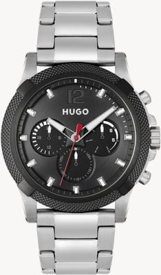 HUGO Men's #IMPRESS | Black Dial | Stainless Steel Bracelet Watch ex display 1530295 ex display