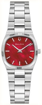 Bulova Super Seville Mini (25mm) Red Mother-of-Pearl Dial / Stainless Steel Bracelet 96L354