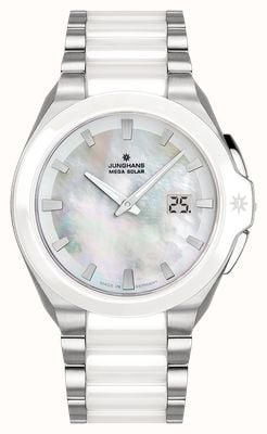 Junghans Spektrum Damen Radio-Controlled (35.6mm) Mother-of-Pearl Dial / Stainless Steel & Ceramic Bracelet 15/1601.44