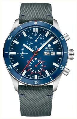Tutima Glashütte Grand Flieger Airport Automatic Chronograph (41mm) Blue Dégradé Dial / Blue Cordura Strap 6407-01