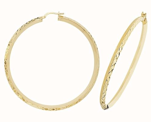 James Moore TH 9k Yellow Gold Hinged Hoop Earrings 50 mm ER1018-50