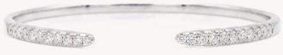 Sterling Silver CZ Pave Set Cuff Bangle G4431