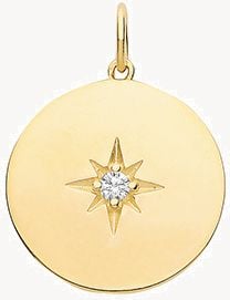 Treasure House 9ct Yellow Gold Star Textured Disc Pend PN1169