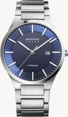 Bering Slim Solar (39mm) Blue Dial / Titanium Bracelet 15239-777