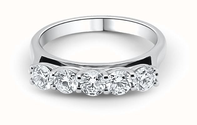 hockley mint Platinum 5 Round Brilliant Cut Lab Grown Diamond Ring 1.00ct J84866