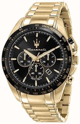 Maserati Men's Traguardo | Black Chronograph Dial | Gold Stainless Steel Bracelet R8873612041