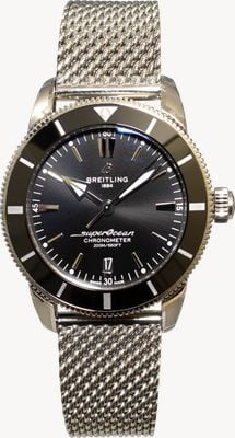 Pre-owned Breitling Superocean Heritage Automatic (44mm) Black Dial / Stainless Steel Mesh Bracelet J12579
