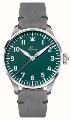 Laco Augsburg Grün 42 Limited Edition (42mm) Green Dial / Grey Leather Strap 862178