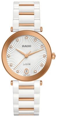 RADO LaCoupole Diamond Quartz (31mm) White Wave Dial / White High-Tech Ceramic & Rose-Gold PVD Bracelet R22240703