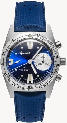 Aquastar Deepstar Automatic Chronograph (39mm) Blue Ray Dial / Blue Tropic Strap DS39-TRO BR