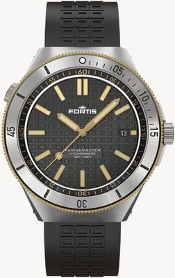 FORTIS Marinemaster M-44 Chronometer Black Resin Gold (44mm) Horizon Ultra-flexible Rubber Strap F8120015