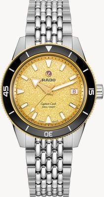 RADO Captain Cook Automatic (39mm) Golden Dial / Stainless Steel Bracelet & Black Rubber Strap Watch R32223258