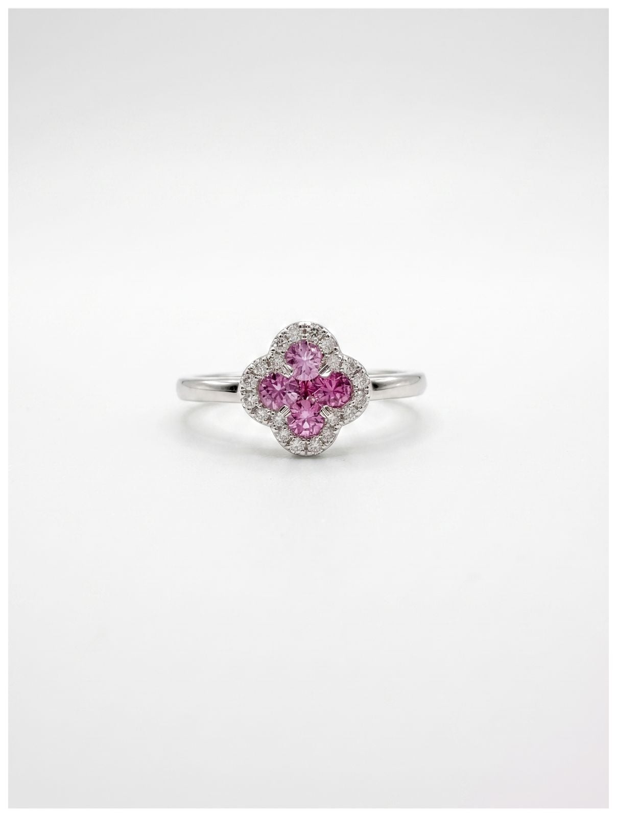 James Moore & Co SR2906 Pink Sapphire And Diamond Clover Jewellery