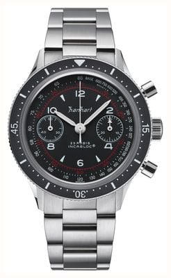 Hanhart 415 ES Pure (39mm) Black Dial / Stainless Steel Bracelet H703.215-6428