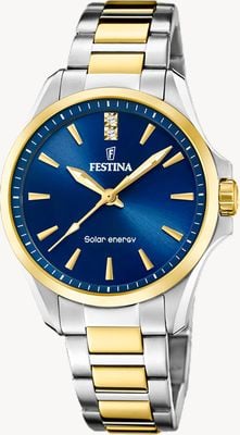 Festina Women's Solar Energy (34mm) Blue Dial / Two Tone Stainless Steel Bracelet F20655/4