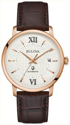 Bulova Men's Hudson (39mm) White Dial / Brown Leather Strap 97B225