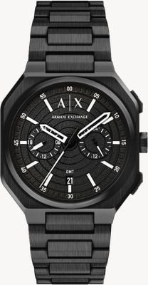 Armani Exchange Dual-Time Quartz (40mm) Black Dial / Black PVD Stainless Steel Bracelet AX1478