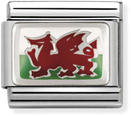 Nomination Classic Wales Flag Enamel Sterling Silver & Steel Charm 330207/02