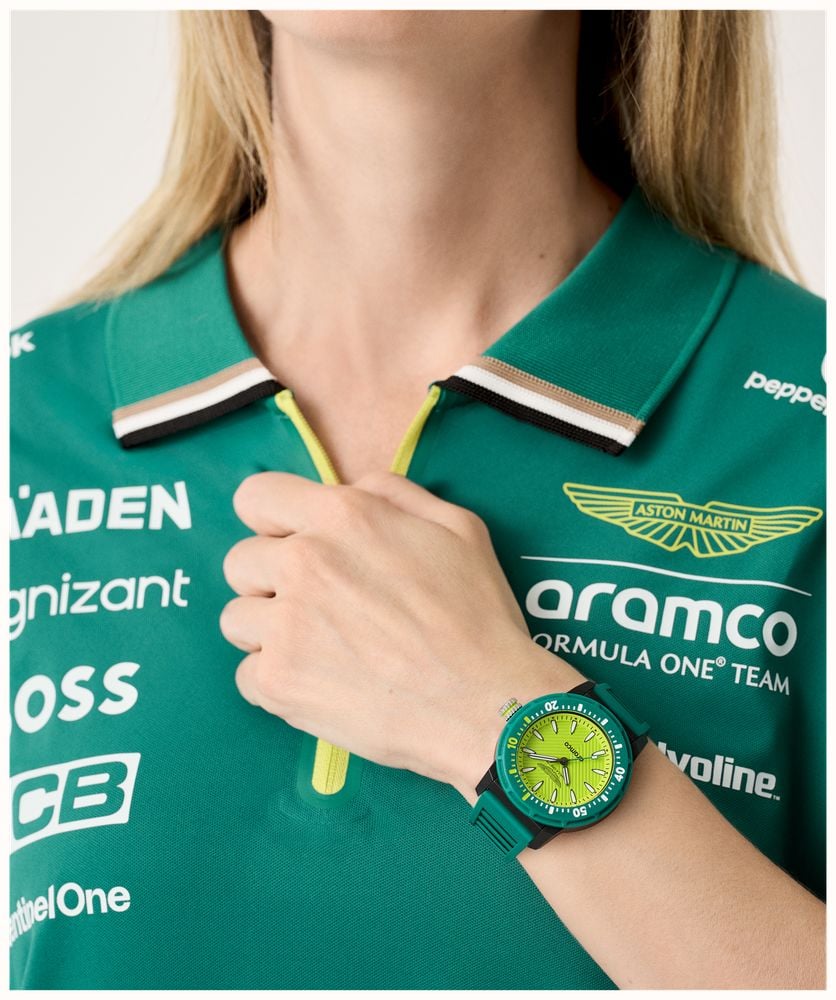 Aston Martin Aramco Formula One™ Team PDK W Quartz (40mm) Yellow Dial / Podium Green Silicone Strap Watch MTFK1F501 - alternate view 6