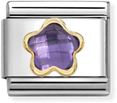 Nomination Classic Purple Cubic Zirconia Flower 18ct Gold Charm 030615/001