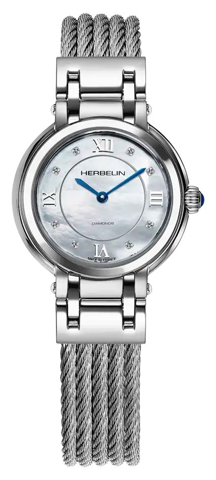 Herbelin 17430BC89 Galet Diamond Quartz (28mm) Mother-of- Watch