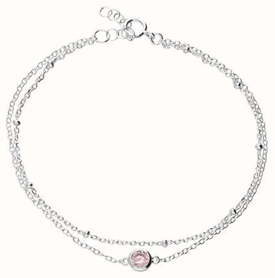 Silver Bracelet Single Pink Cz Bracelet H5100/P