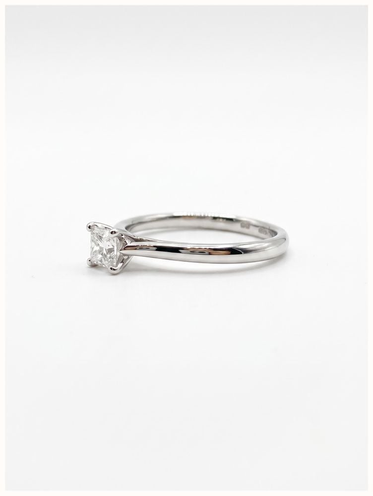 0.25ct Princess Natural Diamond Platinum Solitaire Ring ENG22071 - alternate view 2