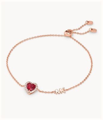 Michael Kors 14K Rose Gold-Plated Sterling Silver Heart-Cut Slider Bracelet MKC1518BG791
