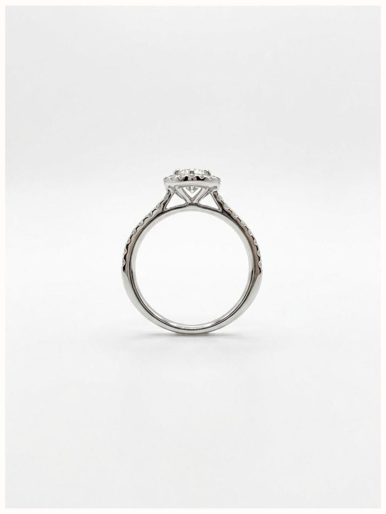 0.50ct Round Brilliant Natural Diamond Platinum Halo Ring J24806 - alternate view 3