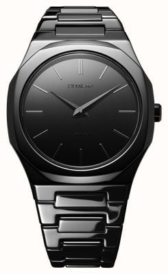 D1 Milano Ultra Thin Black Mirror (38mm) Black Mirror Dial / Black PVD Stainless Steel Bracelet UTBU09