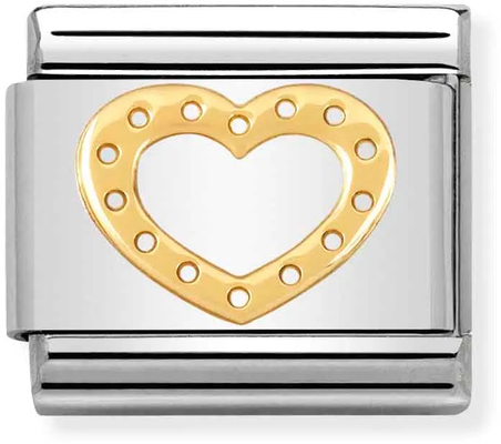 Nomination Classic Love Heart 18ct Gold & Steel Charm 030116/19