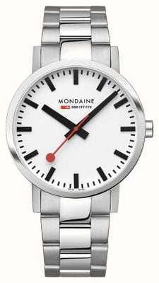 Mondaine Men's Classic (40mm) White Dial / Stainless Steel Bracelet A660.30360.11SBJ