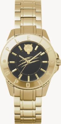 Plein Sport GLAM 3-Hand (40mm) Black Dial / Gold PVD Stainless Steel Bracelet PSKBA0923