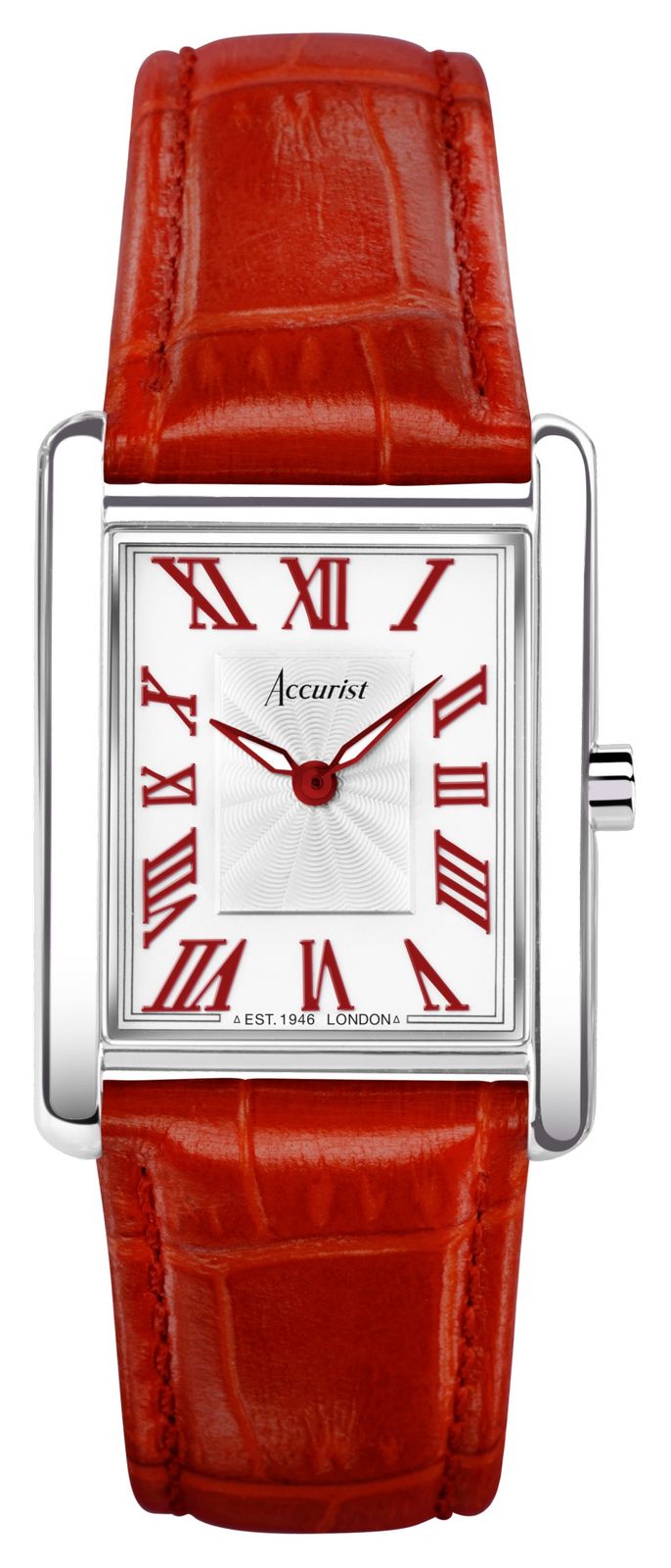 Accurist 71000 Rectangle Womens | White Dial | Red Leather Watch