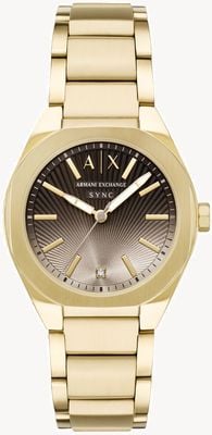 Armani Exchange Three-Hand Quartz (36mm) Textured Gold Gradient Dial / Gold PVD Stainless Steel Bracelet AX6031