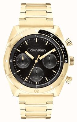 Calvin Klein Men's CK Flex Black Dial / Gold-Tone Stainless Steel Bracelet 25200465