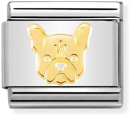 Nomination Classic French Bulldog 18ct Gold & Steel Charm 030162/54