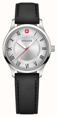 Wenger City Classic Quartz (34mm) Silver Dial / Black Leather Strap 01.1421.124
