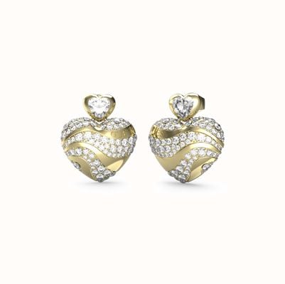 Guess Women's IN MY HEART Earrings 25mm Crystal Heart Pendants JUBE04499JWYGT/U