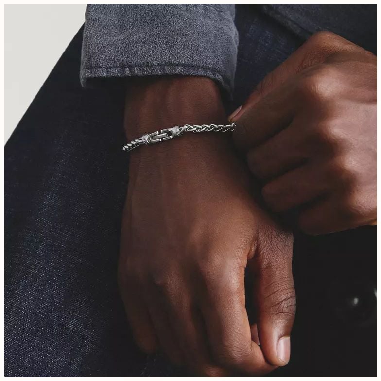 Thomas Sabo Thomas Sabo Rebel at Heart Men's Stainless Steel Twisted Rope Bracelet A2258-S01-53-L18V - alternate view 3
