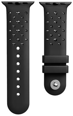 Swarovski Watch strap, Silicone with stitching, Black, Stainless steel 5755228