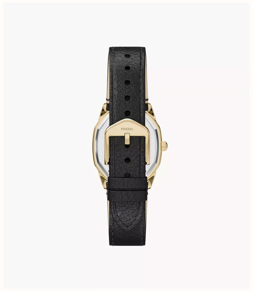 Fossil Harlow 27 mm Three-Hand Black Leather Watch and Bracelet Set ES5526SET - alternate view 2