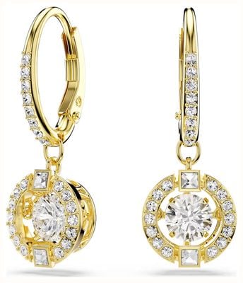 Swarovski Una Angelic drop earrings Round cut, White, 18K gold finish 5758095