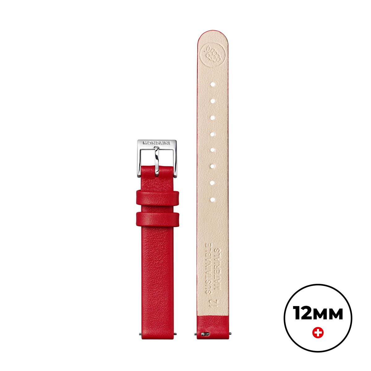 Mondaine FG311230Q Vegan Grape Leather Strap - Red - (12mm Watch
